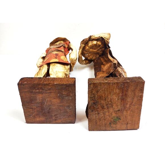 Vintage Mexican Folk Art Paper Mache Figures 14" Handmade Village People Set 2 - Picture 5 of 10